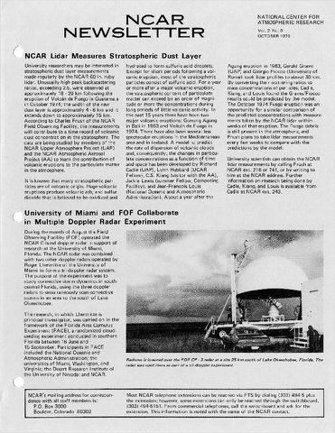 NCAR Newsletter Vol. 2 No. 9
