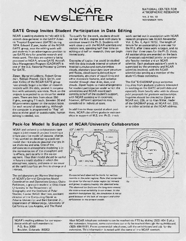 NCAR Newsletter Vol. 2 No. 10
