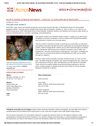 NCAR's Super Science Saturday- The day to explore wild weather