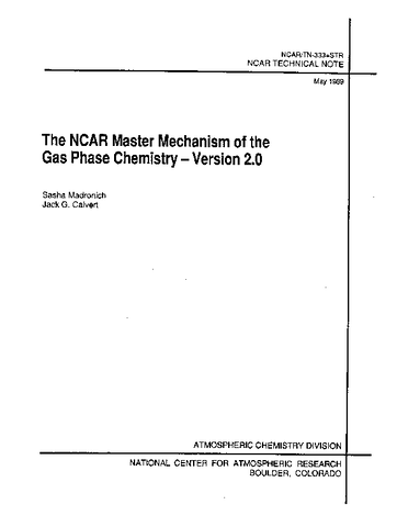 The NCAR Master Mechanism of the Gas Phase Chemistry - Version 2.0