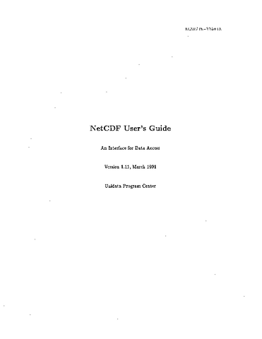 NetCDF User's Guide: An Interface for Data Access Version 1.11