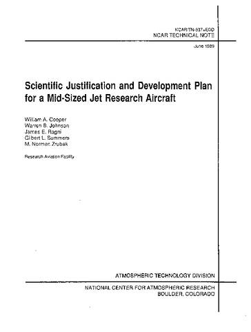 Scientific Justification and Development Plan for a Mid-sized Jet Research Aircraft