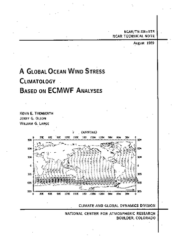A Global Ocean Wind Stress Climatology Based on ECMWF Analyses