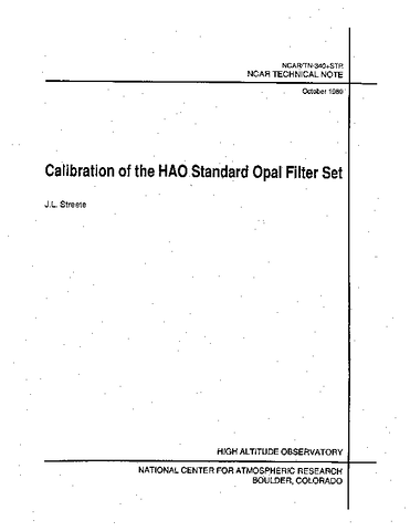 Calibration of the HAO Standard Opal Filter Set