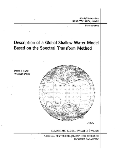 Description of a Global Shallow Water Model Based on the Spectral Transform Method