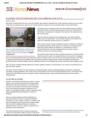 Economic cost of weather may total $485 billion in the U.S.