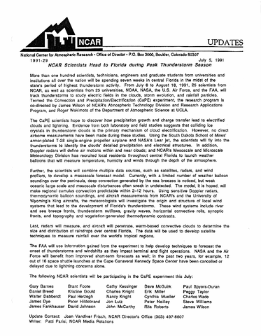 NCAR scientists head to Florida during peak thunderstorm season