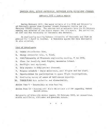 TWERLE Status Report - February 1972