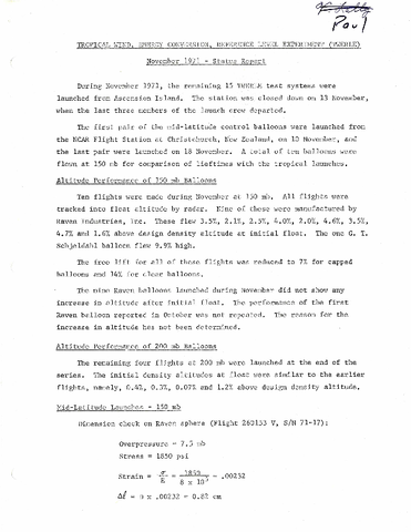 TWERLE Status Report - November 1971