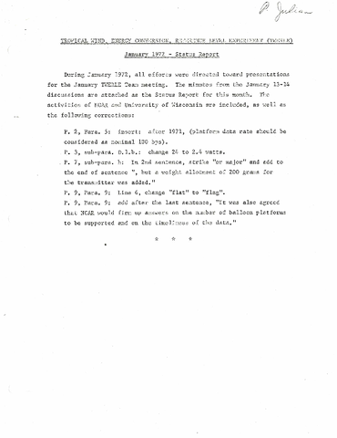 TWERLE Status Report - January 1972