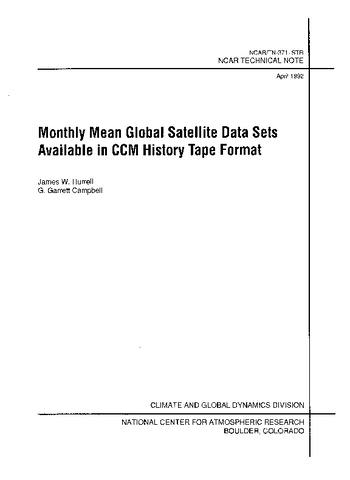 Monthly Mean Global Satellite Data Sets Available in CCM History Tape Format