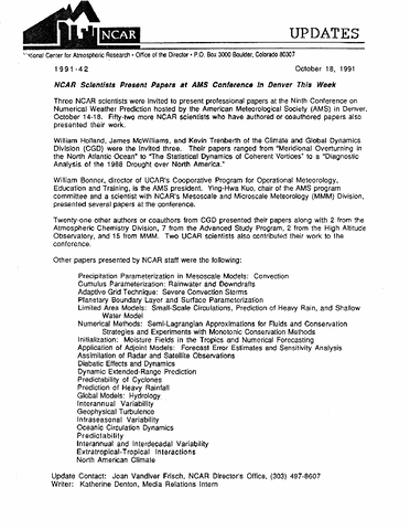 NCAR scientists present papers at AMS conference in Denver this week
