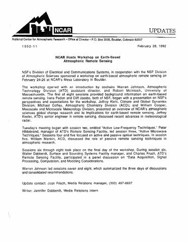 NCAR hosts workshop on Earth-based atmospheric remote sensing