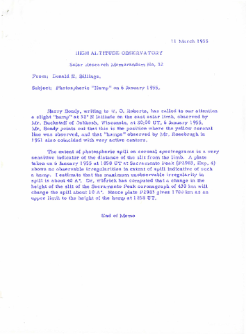 Photospheric "hump" on 6 January 1955