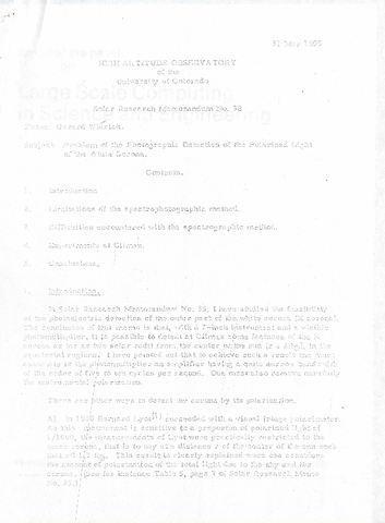 Problem of the photographic detection of the polarized light of the white corona