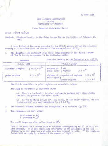 Electron density in the solar corona during the eclipse of February 25, 1952