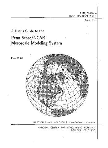 A User's Guide to the Penn State/NCAR Mesoscale Modeling System
