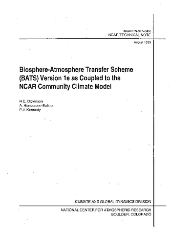 Biosphere-atmosphere Transfer Scheme (BATS) Version 1e as Coupled to the NCAR Community Climate Model