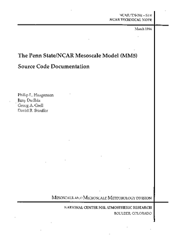 The Penn State/NCAR Mesoscale Model (MM5) source code documentation