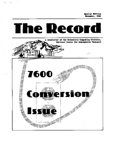 Record Newsletter of the Scientific Computing Division Special Edition