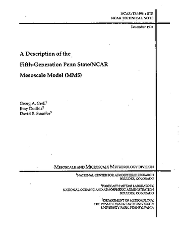 A description of the fifth-generation Penn State/NCAR Mesoscale Model (MM5)