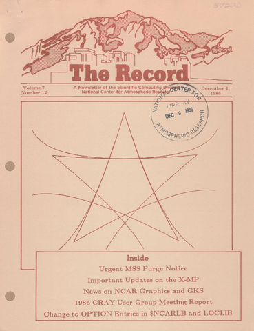 Record Newsletter of the Scientific Computing Division Volume 7 Issue 12