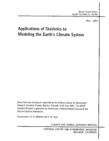 Applications of Statistics to Modeling the Earth's Climate System