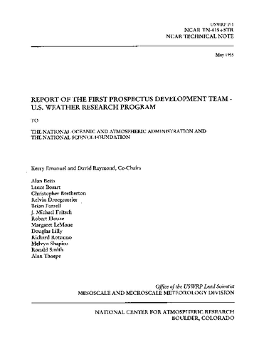 Report of the First Prospectus Development Team - U.S. Weather Research Program