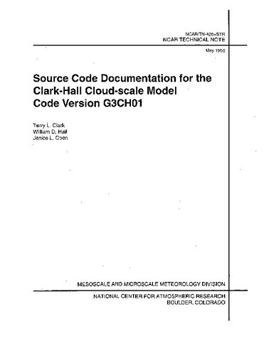 Source Code Documentation for the Clark-Hall Cloud-scale Model Code Version G3CH01