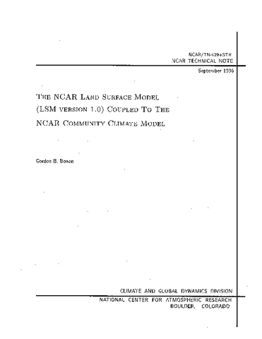 The NCAR Land Surface Model (LSM Version 1.0) Coupled to the NCAR Community Climate Model