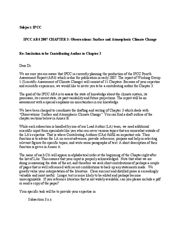 Invitation to be Contributing Author to Chapter 3, September 2004