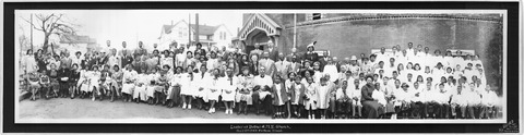 Photograph, Washington family in front of church in Portland, Oregon