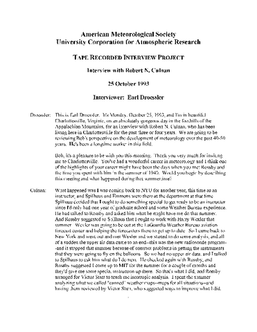 Transcript of Oral History Interview with Robert N. Culnan
