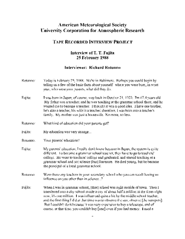 Transcript of Oral History Interview of T.T. Fujita