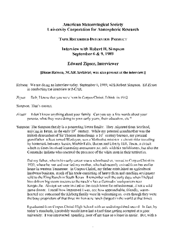Transcript of Oral History Interview of Robert Simpson