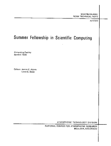 Summer Fellowship in Scientific Computing / Computing Facility Summer 1978