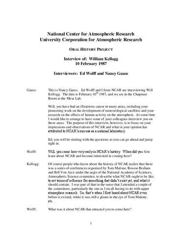 Transcript of Oral History Interview with William Kellogg