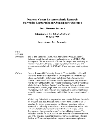 Transcript, Oral History Interview with John Calhoun