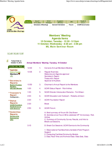 Agenda, October 2000