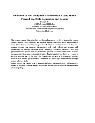 Overview of HPC computer architecture: A long march toward exa-scale computing and beyond [abstract]