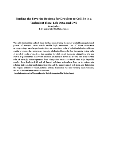Finding the favorite regions for droplets to collide in a turbulent flow: Lab data and DNS