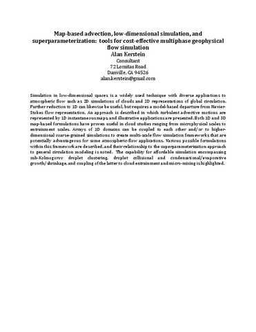 Map-based advection, low-dimensional simulation, and superparameterization [abstract]