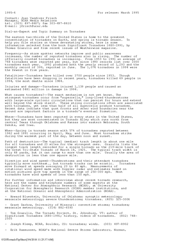 Dial-an-expert and topic summary on tornadoes