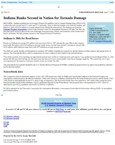 Indiana Ranks Second in Nation for Tornado Damage
