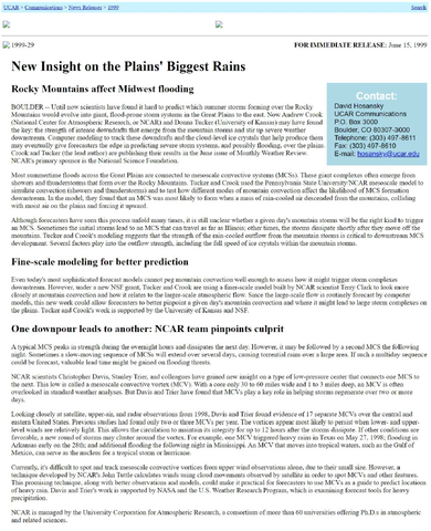 New Insight on the Plains' Biggest Rains: Rocky Mountains Affect Midwest Flooding