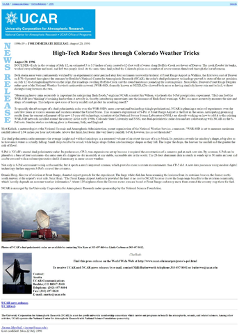 High-tech radar sees through Colorado weather tricks