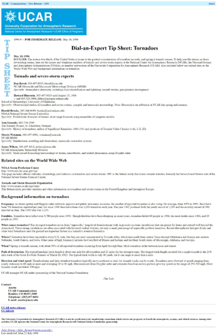 Dial-an-expert tip sheet: Tornadoes