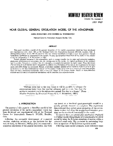 NCAR global General Circulation Model of the atmosphere