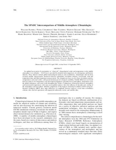 The SPARC intercomparison of middle-atmosphere climatologies