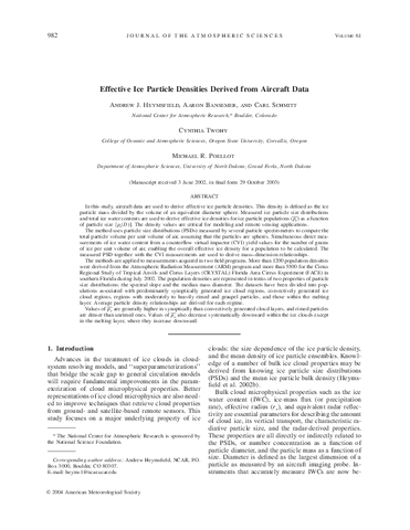 Effective ice particle densities derived from aircraft data
